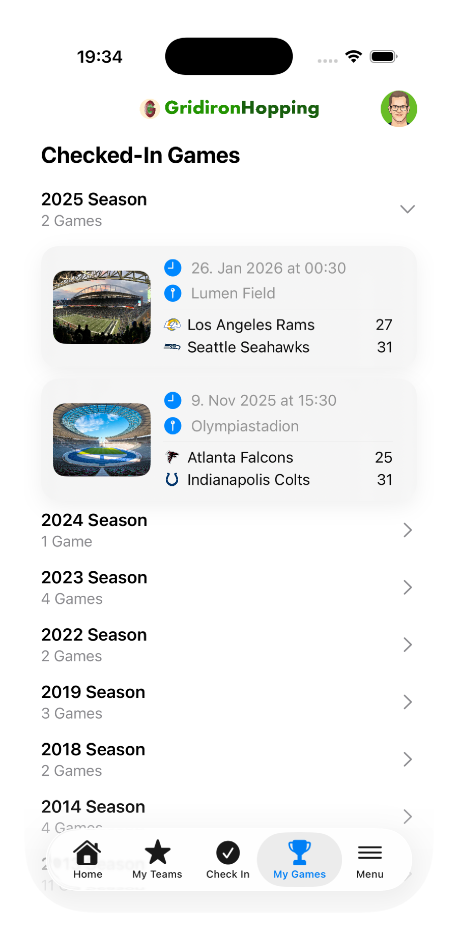 Touchdown Tracker app preview 5